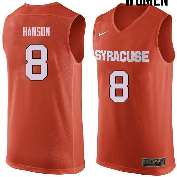 Women #8 Vic Hanson Syracuse Orange College Basketball Jerseys Sale-Orange